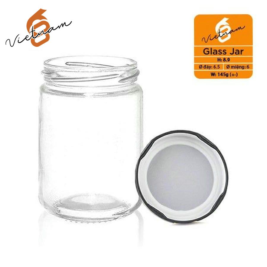 Hũ Thủy Tinh Tròn Nắp Thiếc 240ml