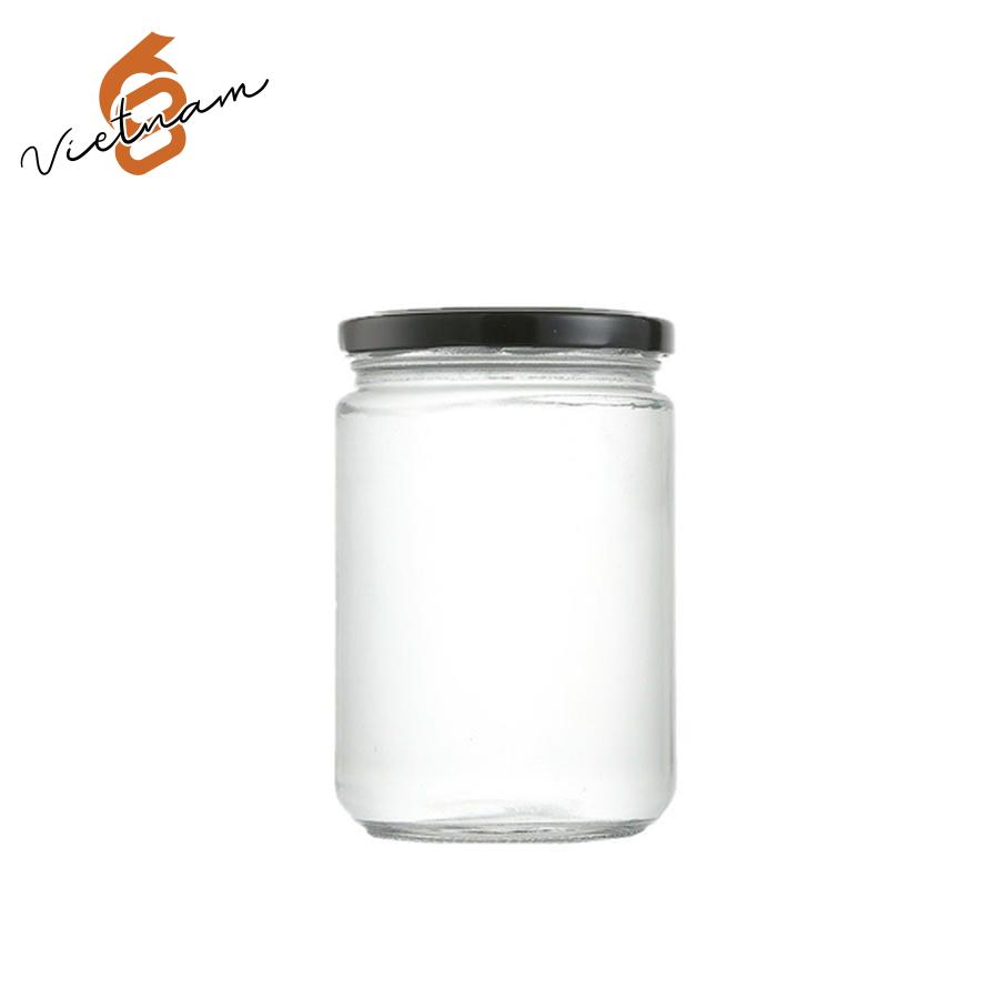 Hũ Thủy Tinh Tròn Nắp Thiếc 500ml